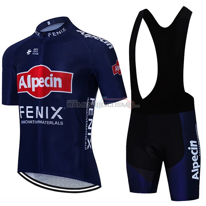 Abbigliamento Ciclismo Alpecin Fenix Manica Corta 2021 Scuro Blu